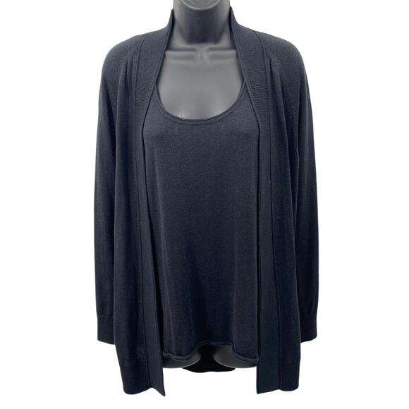 Lilly Pulitzer 2 Pc Set Black Silver Metallic Shell Top & Cardigan Women's S - Picture 2 of 10